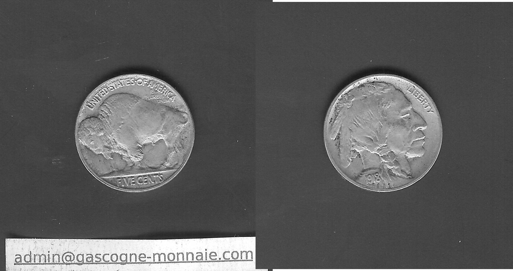 USA 5 cents Buffalo Nickel 1918 EF